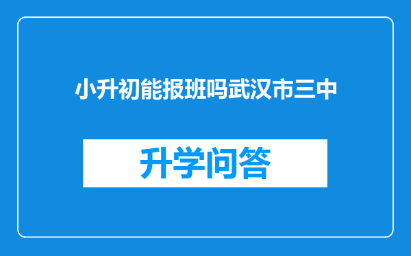 小升初能报班吗武汉市三中