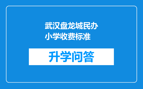 武汉盘龙城民办小学收费标准