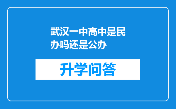 武汉一中高中是民办吗还是公办