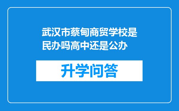 武汉市蔡甸商贸学校是民办吗高中还是公办