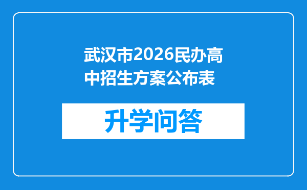 武汉市2026民办高中招生方案公布表