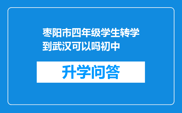 枣阳市四年级学生转学到武汉可以吗初中