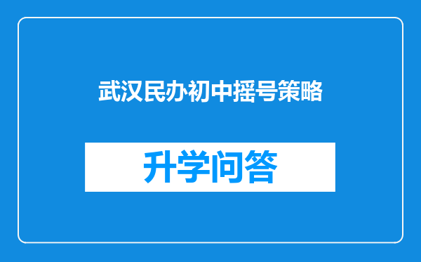 武汉民办初中摇号策略