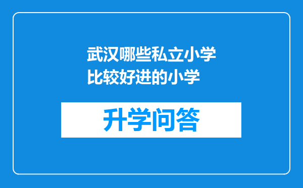 武汉哪些私立小学比较好进的小学