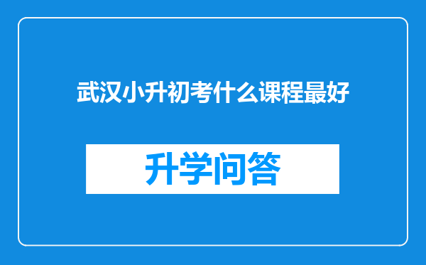 武汉小升初考什么课程最好