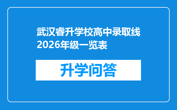 武汉睿升学校高中录取线2026年级一览表