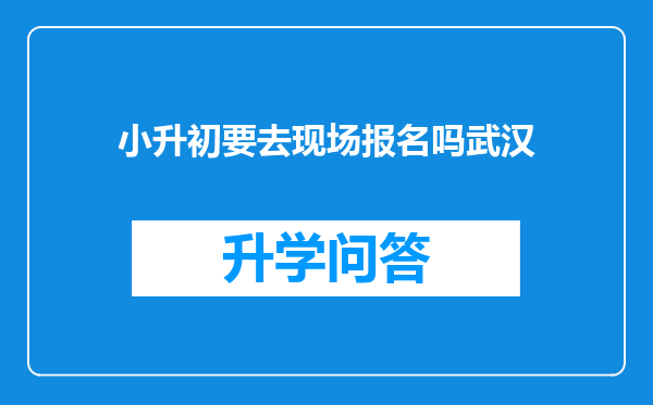 小升初要去现场报名吗武汉