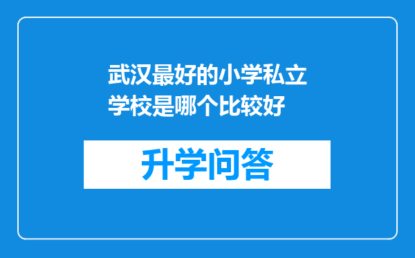 武汉最好的小学私立学校是哪个比较好