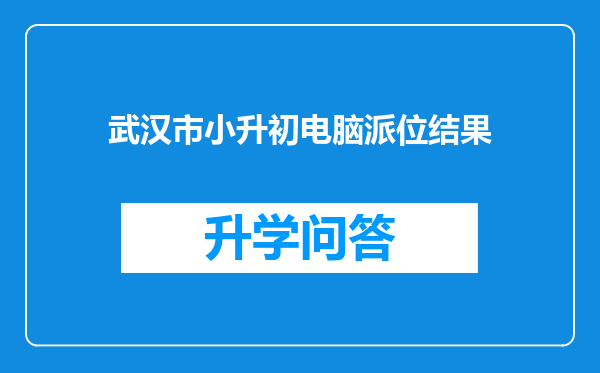 武汉市小升初电脑派位结果