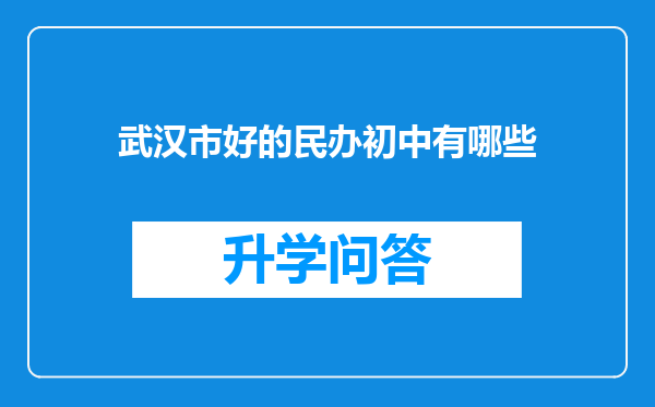 武汉市好的民办初中有哪些