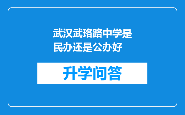 武汉武珞路中学是民办还是公办好