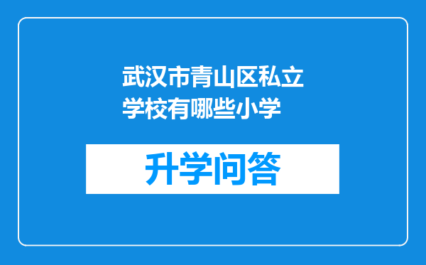 武汉市青山区私立学校有哪些小学