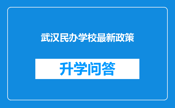 武汉民办学校最新政策
