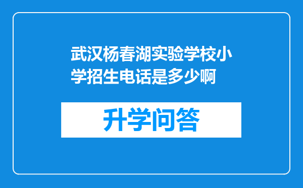 武汉杨春湖实验学校小学招生电话是多少啊
