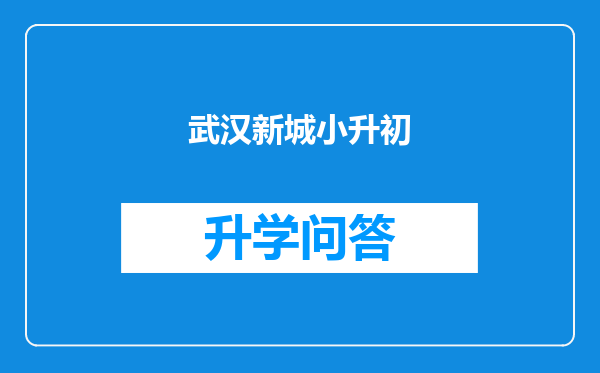 武汉新城小升初