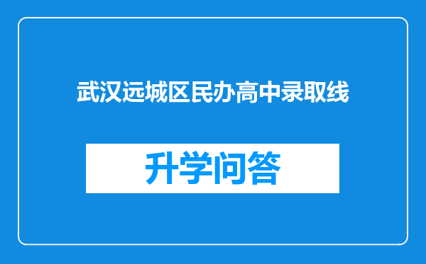 武汉远城区民办高中录取线