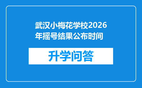 武汉小梅花学校2026年摇号结果公布时间