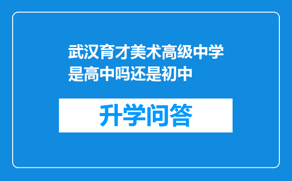 武汉育才美术高级中学是高中吗还是初中
