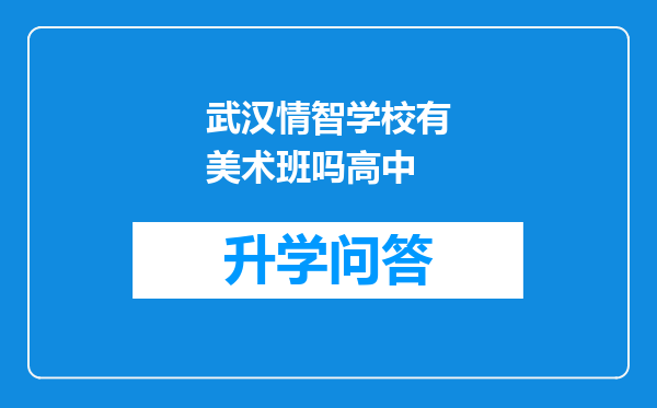 武汉情智学校有美术班吗高中