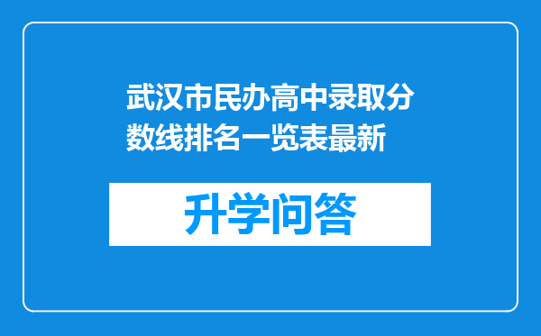 武汉市民办高中录取分数线排名一览表最新