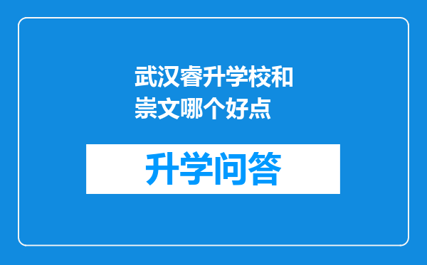 武汉睿升学校和崇文哪个好点