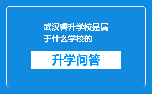 武汉睿升学校是属于什么学校的