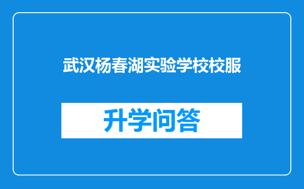 武汉杨春湖实验学校校服