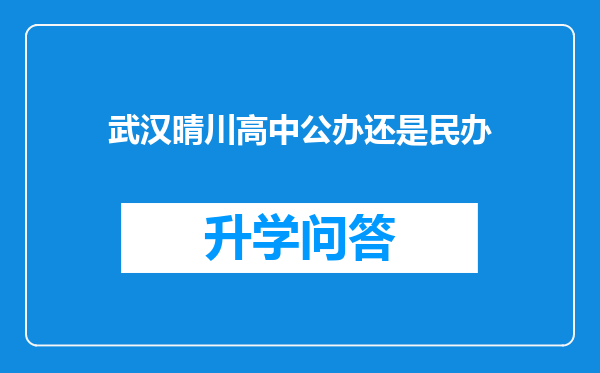 武汉晴川高中公办还是民办