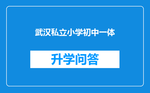 武汉私立小学初中一体