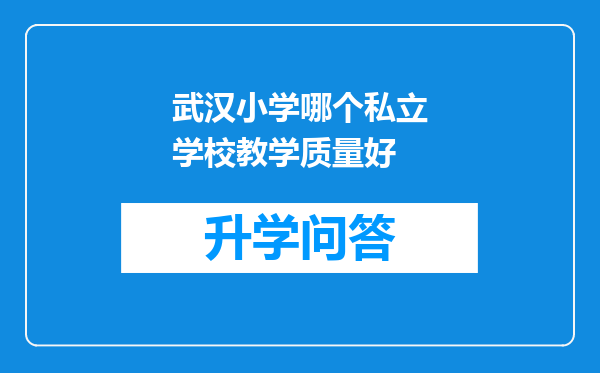 武汉小学哪个私立学校教学质量好