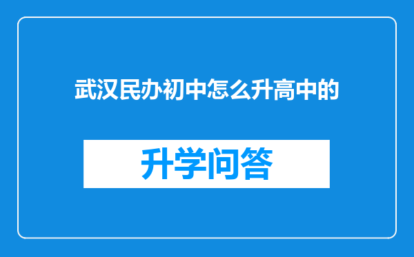 武汉民办初中怎么升高中的
