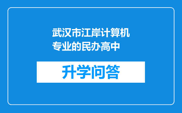 武汉市江岸计算机专业的民办高中