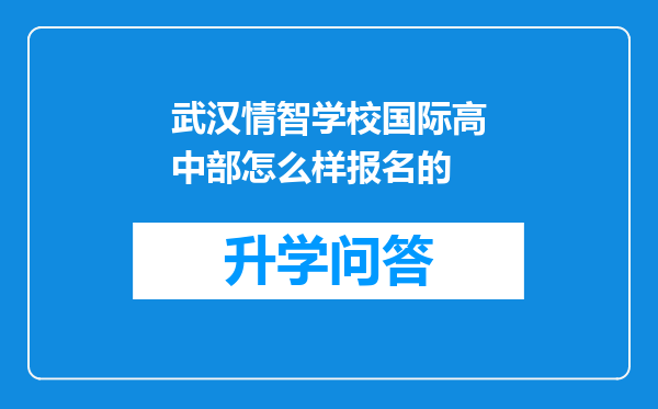 武汉情智学校国际高中部怎么样报名的
