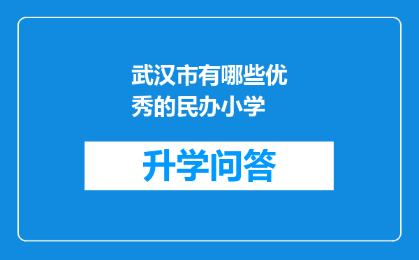 武汉市有哪些优秀的民办小学