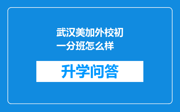 武汉美加外校初一分班怎么样