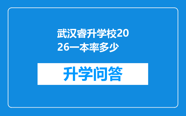 武汉睿升学校2026一本率多少