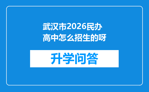 武汉市2026民办高中怎么招生的呀