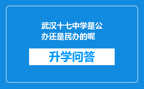 武汉十七中学是公办还是民办的呢