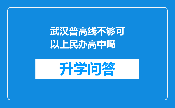 武汉普高线不够可以上民办高中吗