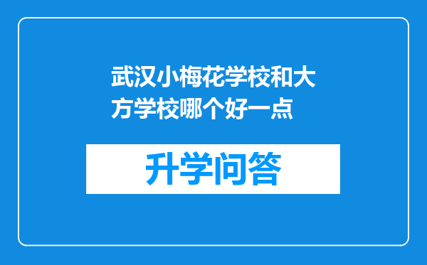 武汉小梅花学校和大方学校哪个好一点