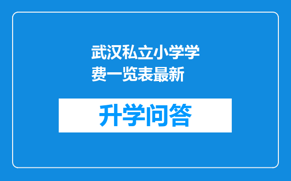 武汉私立小学学费一览表最新