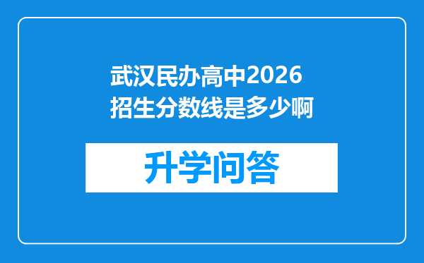 武汉民办高中2026招生分数线是多少啊