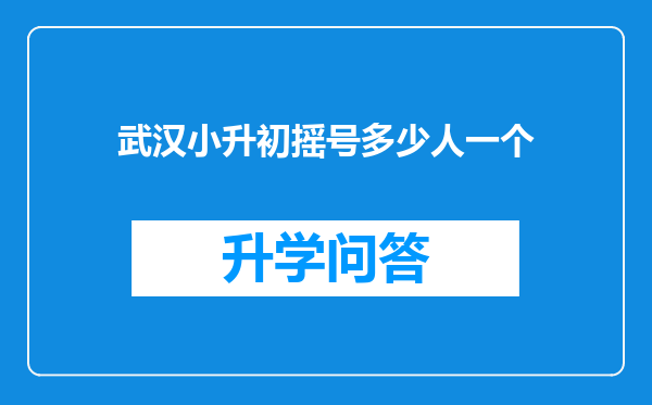 武汉小升初摇号多少人一个