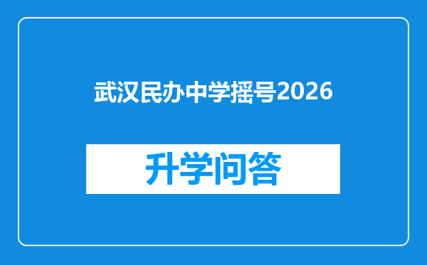 武汉民办中学摇号2026