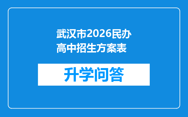 武汉市2026民办高中招生方案表