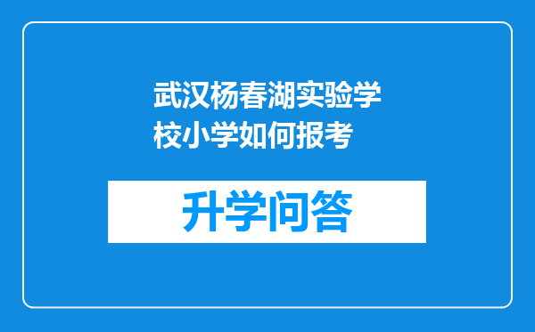 武汉杨春湖实验学校小学如何报考