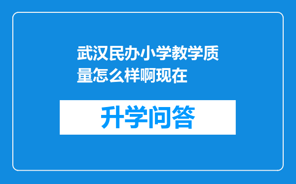 武汉民办小学教学质量怎么样啊现在