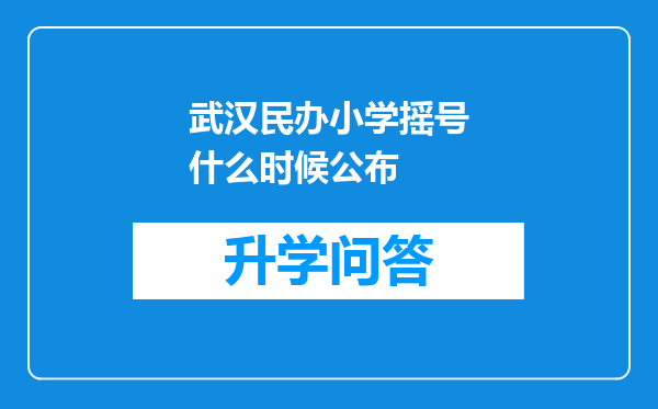 武汉民办小学摇号什么时候公布