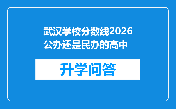 武汉学校分数线2026公办还是民办的高中