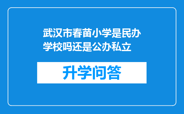 武汉市春苗小学是民办学校吗还是公办私立